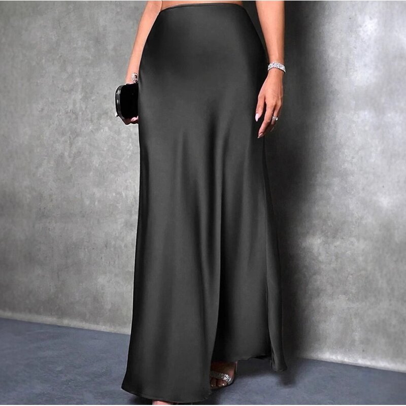 Office Skirts Supplier - OEM Solid Color High Waisted Midi Skirts