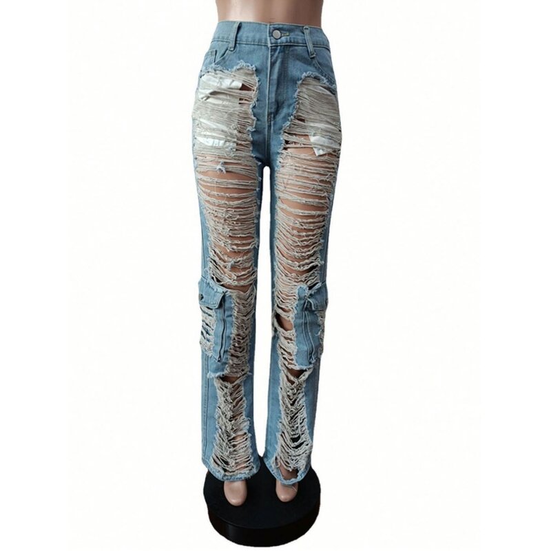 Washed Jeans Manufacturer - OEM Color Elastic Color-blocking Pants