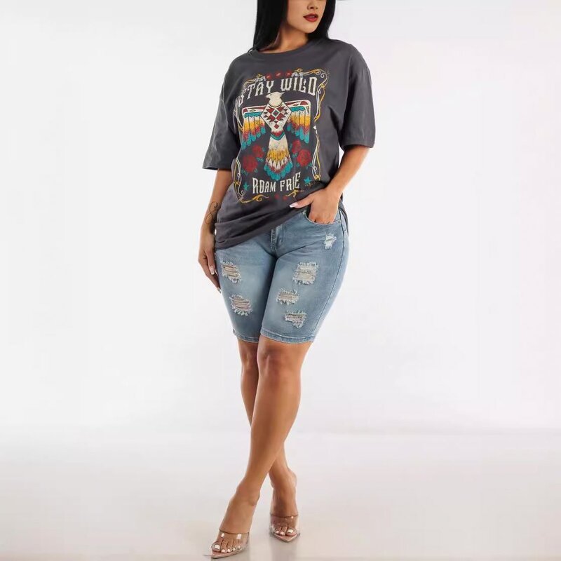 High-waisted Shorts Supplier - OEM Elastic Slim Hip-lifting Jeans