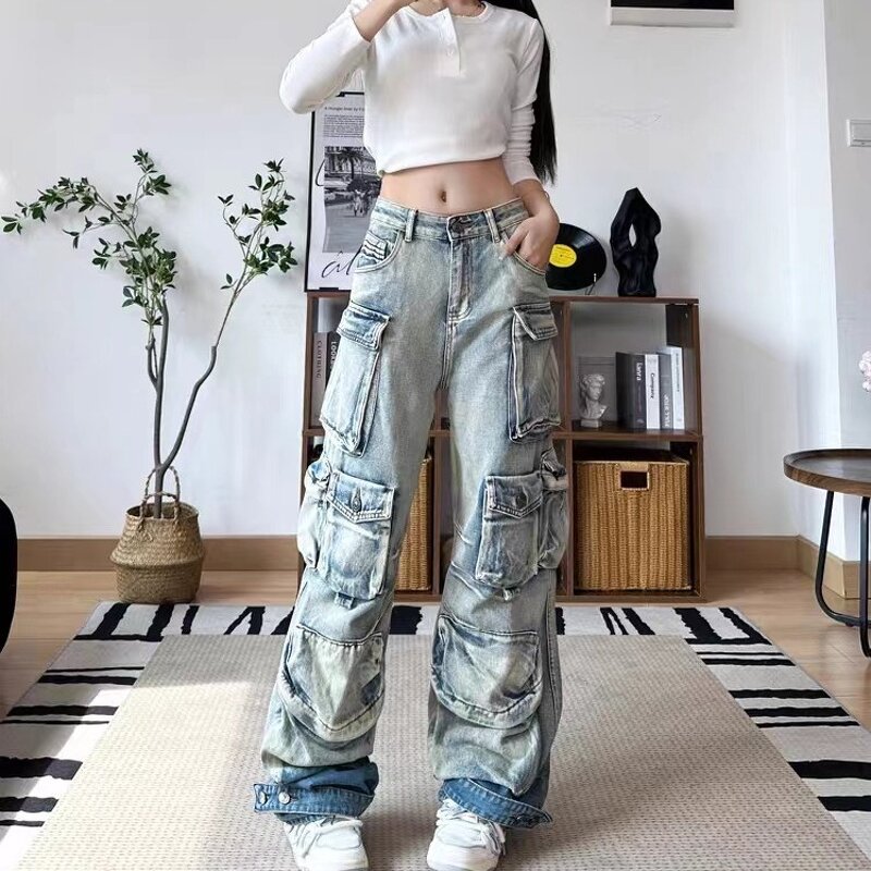 Straight Jeans Factory - OEM Spring Retro Washed High Waist Jeans