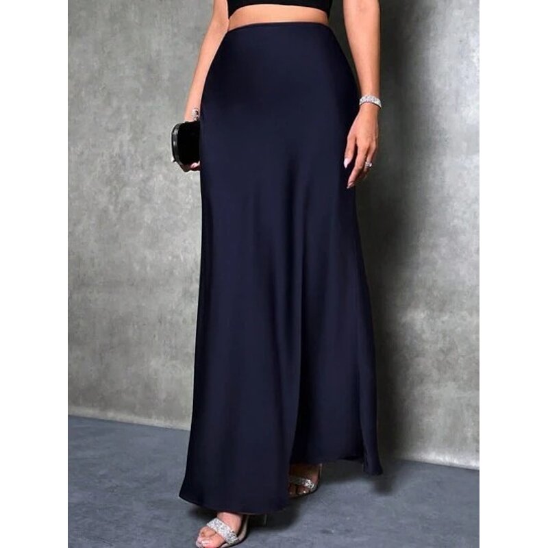 Midi Skirt Factory - OEM Solid High Waisted Long Office Skirt