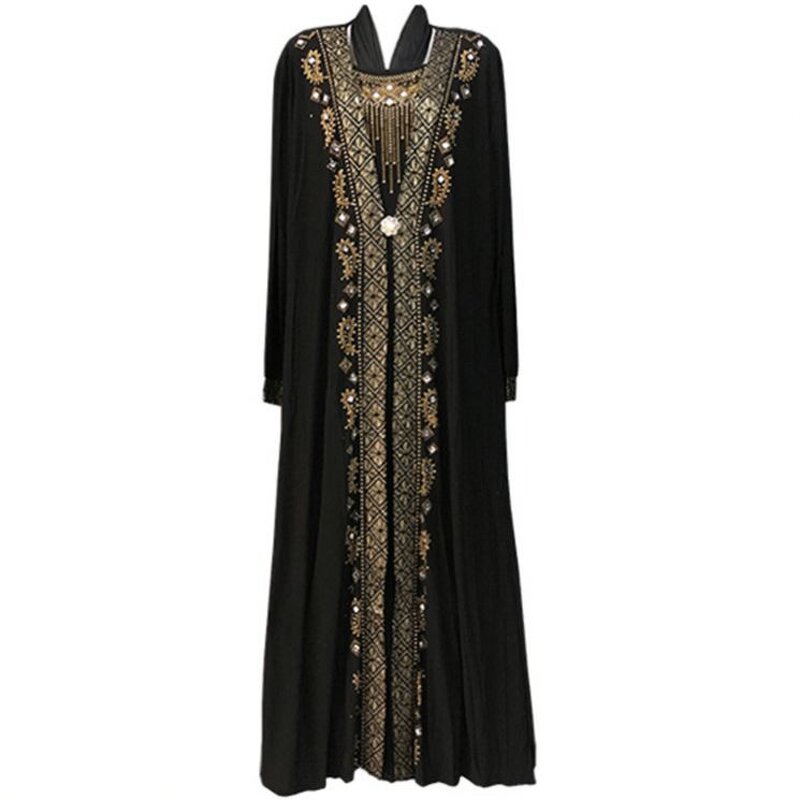 Islamic Robe Factory - OEM Striped Gold Pink Polyester Abaya