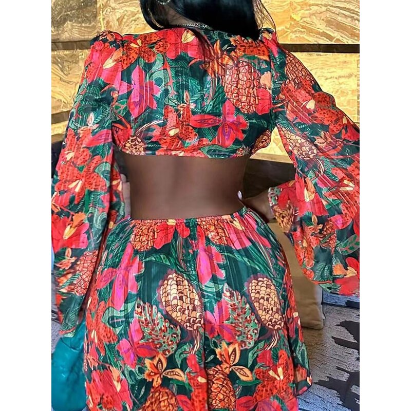 Mini Dress Supplier - OEM Long Flare Sleeve Cut Out Backless Dress