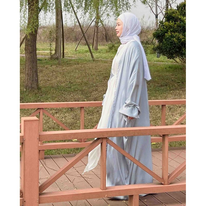 Muslim Dress Manufacturer - OEM Puff Sleeve Cardigan Long Skirt Abaya