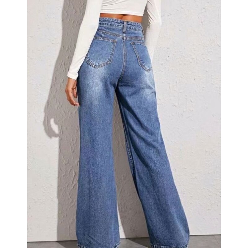 Women's Jeans Supplier - OEM Elastic Waist Flared Hem Jeans