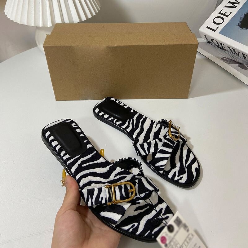 Women Sandals Factory - OEM Summer Cross-Strap Square-Toe Slippers