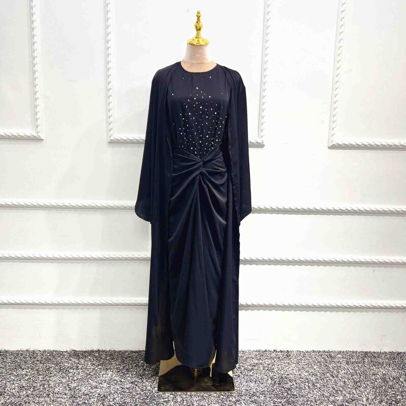Muslim Dress Factory - OEM Beading Three-Piece Suit Abaya Set