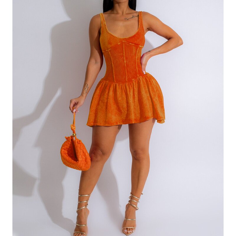 Mini Dress Factory - OEM Printed Patchwork Sleeveless Mini Dress