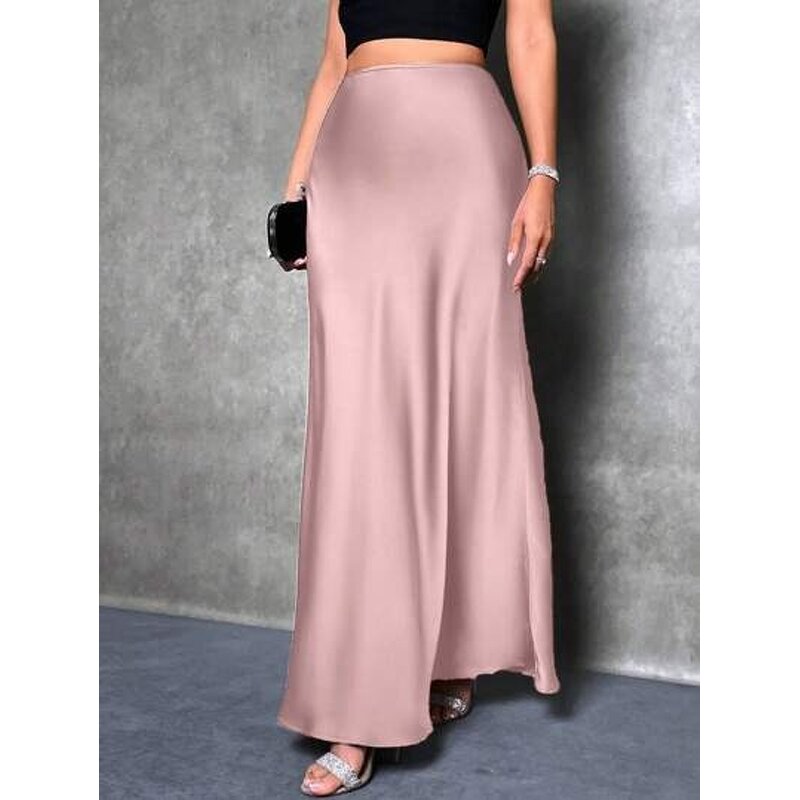 Midi Skirt Factory - OEM Solid High Waisted Long Office Skirt