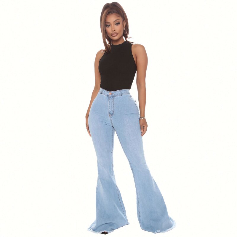 Women Jeans Manufacturer - OEM High Waisted Flared Leg Celebrity Inspired