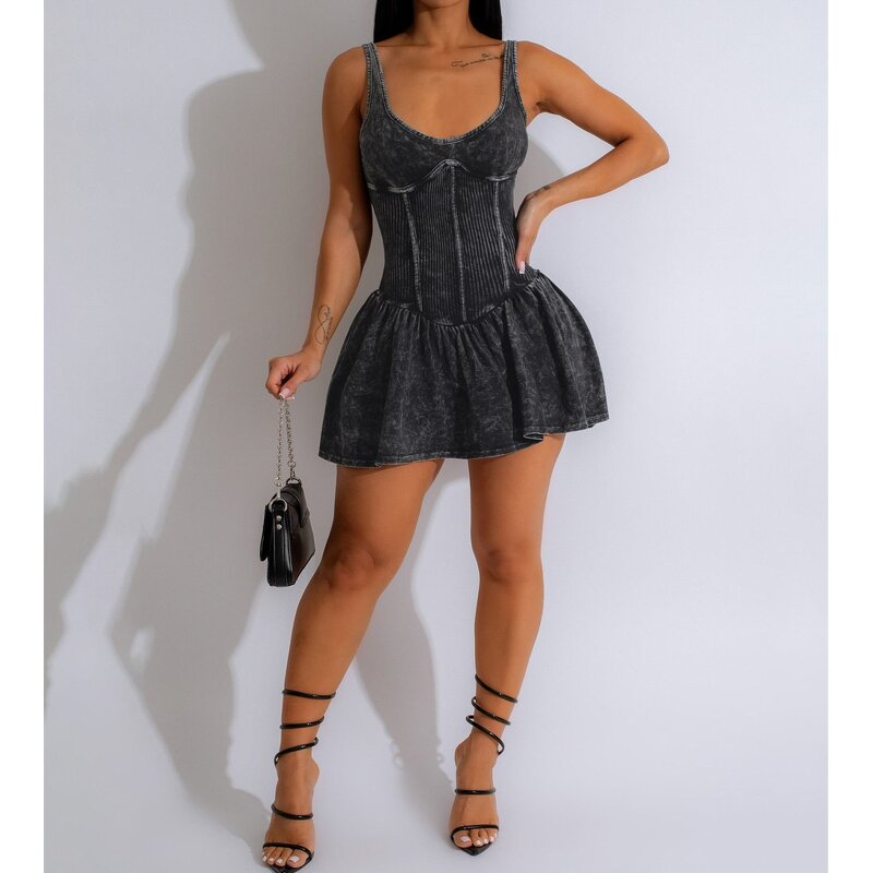 Mini Dress Factory - OEM Printed Patchwork Sleeveless Mini Dress