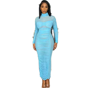 Ruffle Dress Manufacturer - OEM Spring Ruffled Semi-sheer Dress