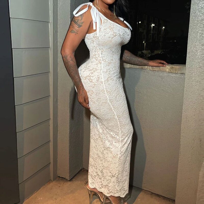 Double Layer Dress Manufacturer - OEM Strap Bow Bareback Lace Dress