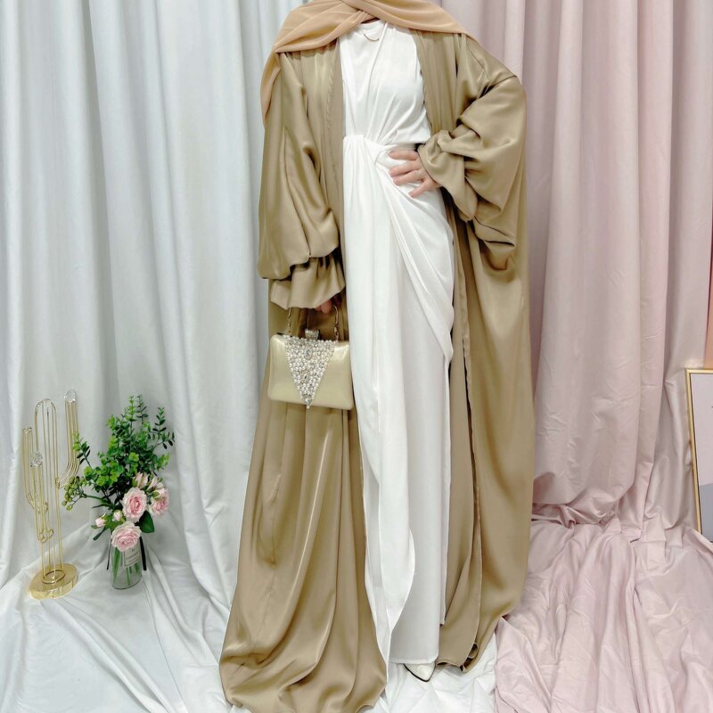 Muslim Dress Manufacturer - OEM Puff Sleeve Cardigan Long Skirt Abaya