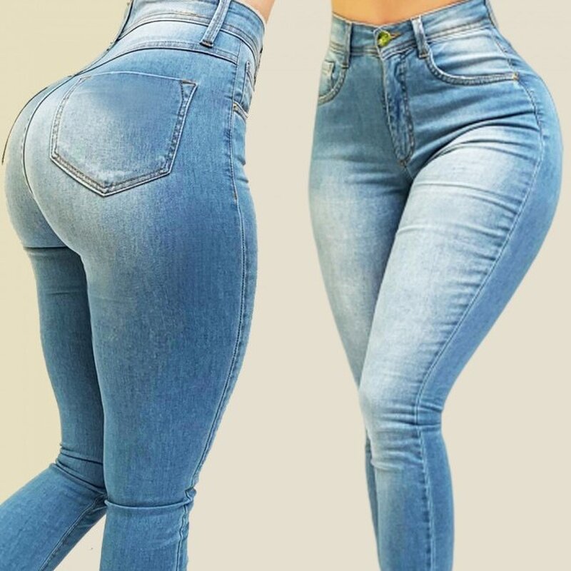 Denim Leggings Supplier - OEM Super High Waist Elastic Hip Lift