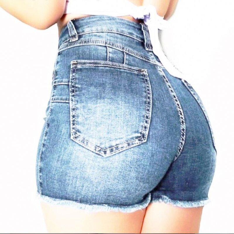 Denim Shorts Factory - OEM Stretch Slim Hole Fringe Shorts