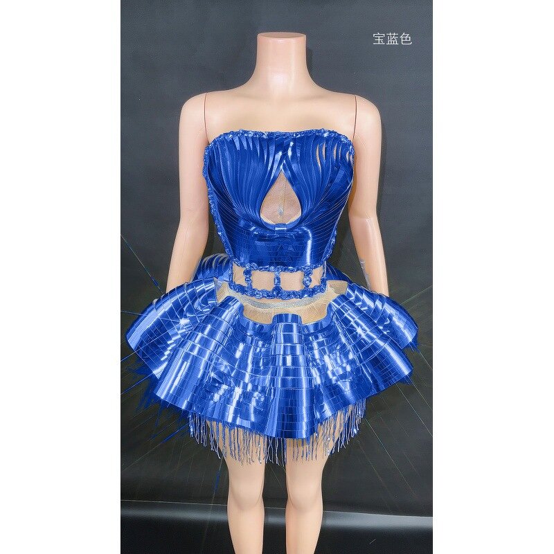 Party Costume Supplier - OEM Mirror Reflective Strapless Skirt Set