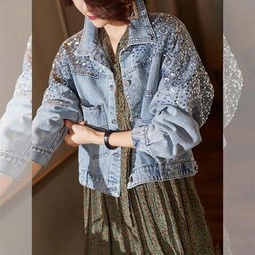 Denim Jacket Factory - OEM Casual Flower Print Loose Jacket