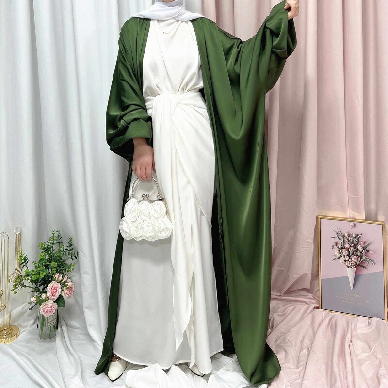 Muslim Dress Manufacturer - OEM Puff Sleeve Cardigan Long Skirt Abaya