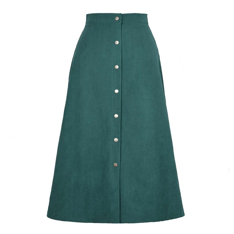 Corduroy Skirt Supplier - OEM Fall Solid Color Long Corduroy Skirt