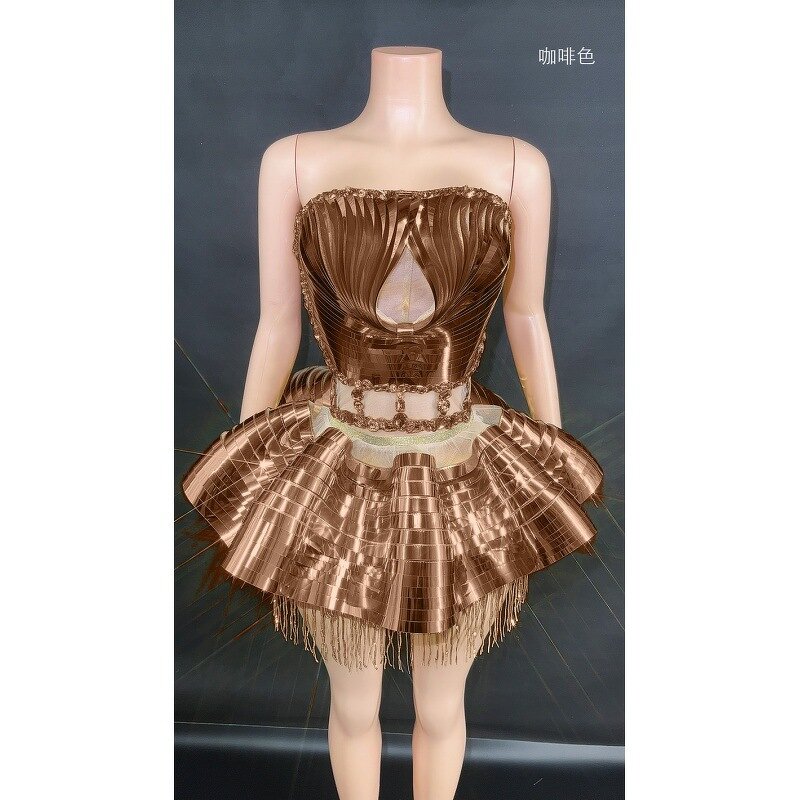 Party Costume Supplier - OEM Mirror Reflective Strapless Skirt Set