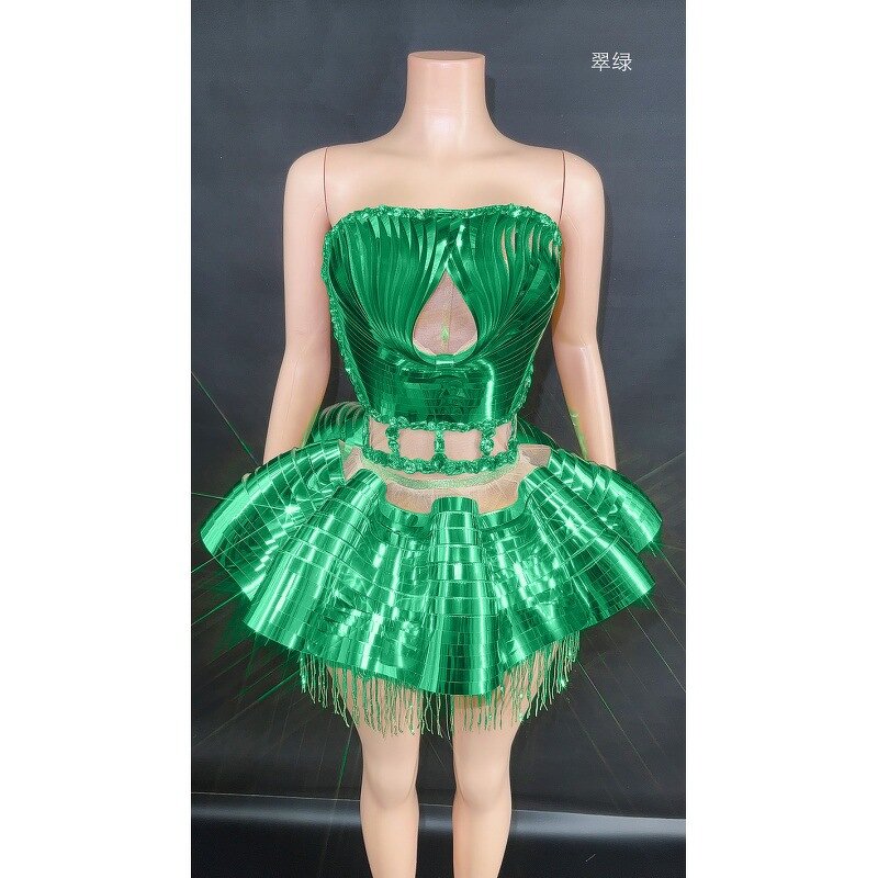 Party Costume Supplier - OEM Mirror Reflective Strapless Skirt Set