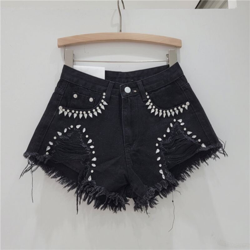 Ripped Shorts Manufacturer - OEM Summer Denim Patchwork High Waist