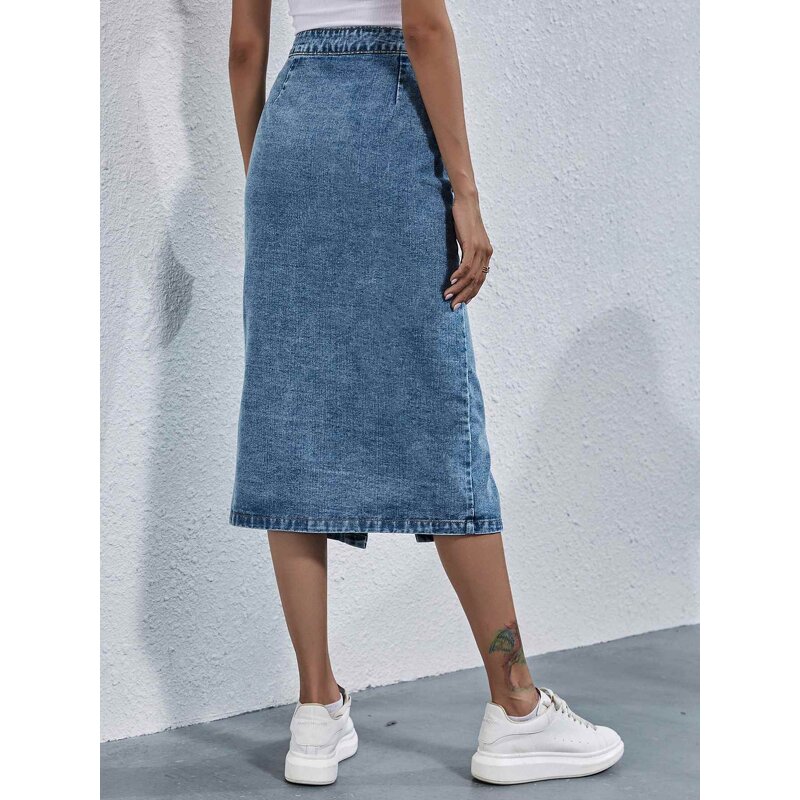Denim Skirt Manufacturer - OEM Summer High Waist Single-breasted Skirt