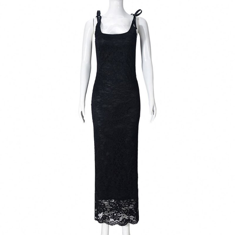 Double Layer Dress Manufacturer - OEM Strap Bow Bareback Lace Dress