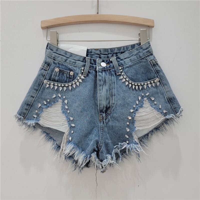 Ripped Shorts Manufacturer - OEM Summer Denim Patchwork High Waist