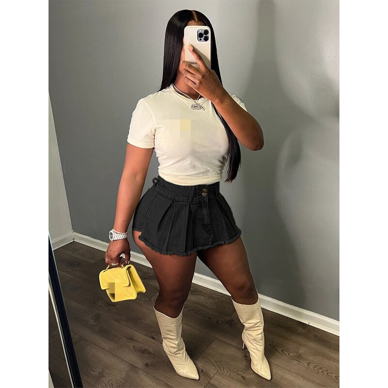 Denim Skirt Pants Supplier - OEM Stretch Cotton Ultra Short Skirt