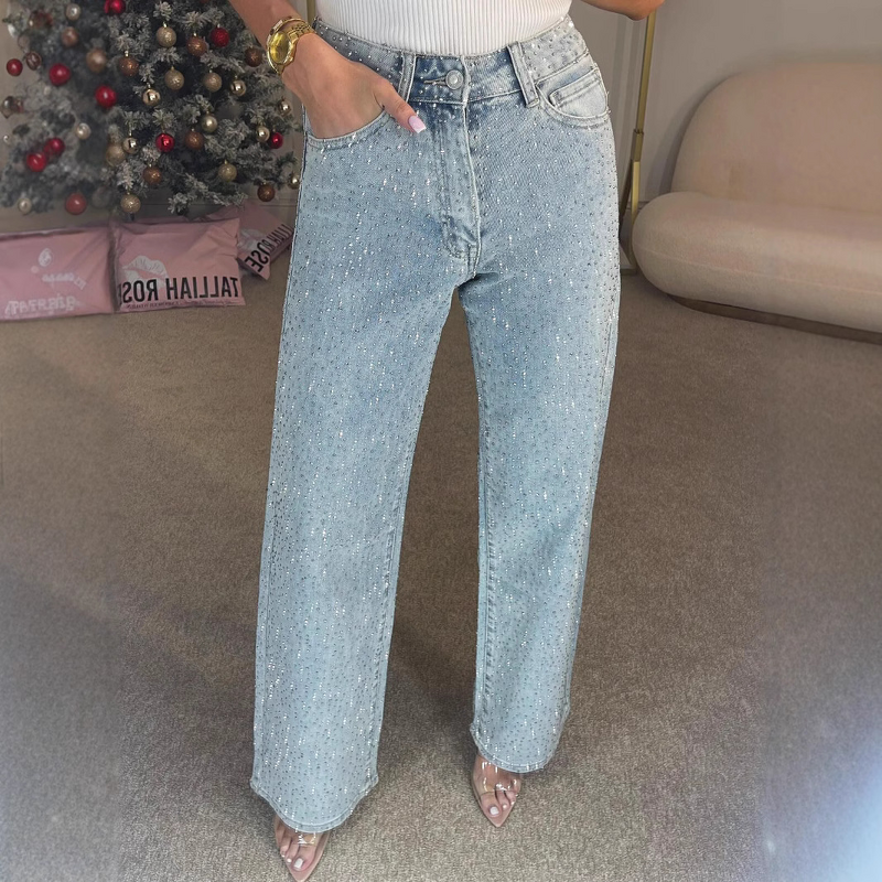Women's Jeans Manufacturer - OEM Full Diamond Washed High Waist