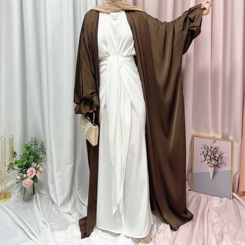 Muslim Dress Manufacturer - OEM Puff Sleeve Cardigan Long Skirt Abaya