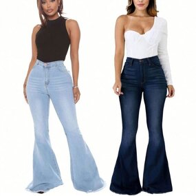 Women Jeans Manufacturer - OEM High Waisted Flared Leg Celebrity Inspired