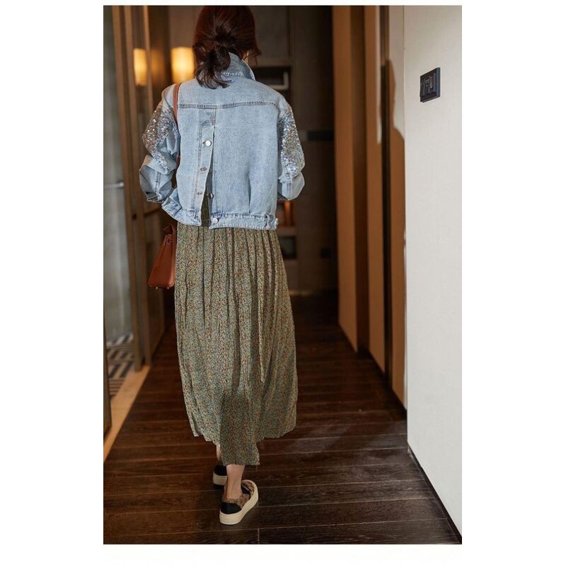 Denim Jacket Factory - OEM Casual Flower Print Loose Jacket