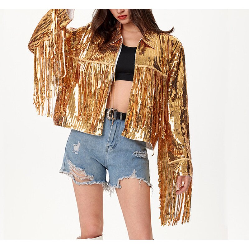 Cardigan Factory - OEM Sequins Tassel Short Jacket Costume