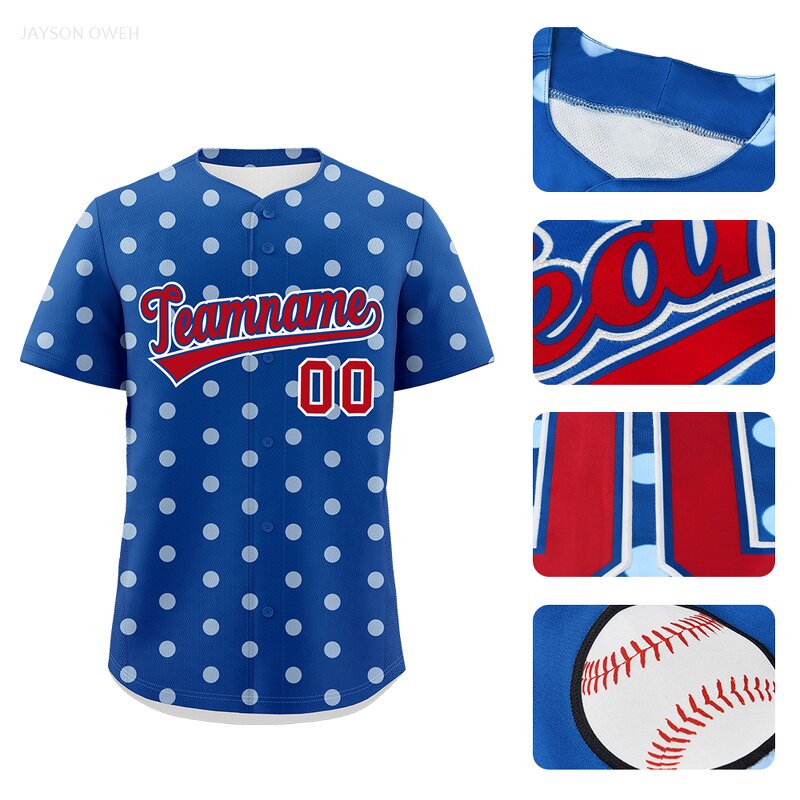 Baseball Jersey Manufacturer - Custom Polka Dot Personalized Team