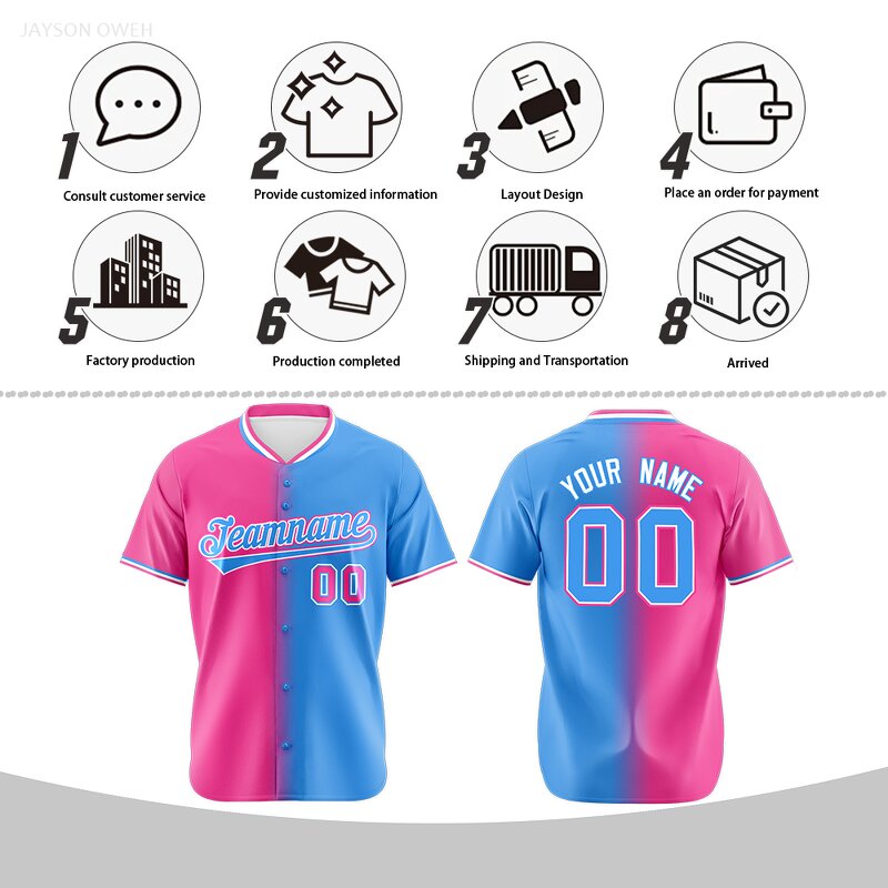 Baseball Jersey Factory - Wholesale Custom Stand Collar Gradient Split