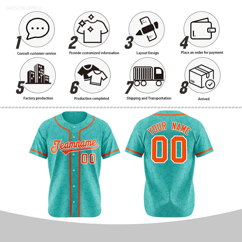 Baseball Jersey Factory - All Over Star Pattern Custom Team Name