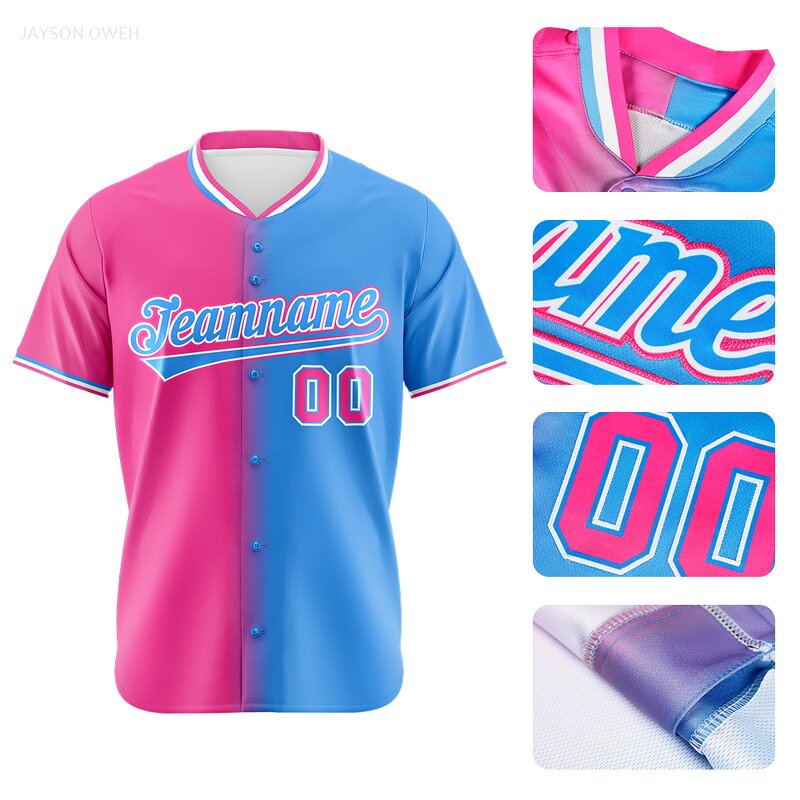 Baseball Jersey Factory - Wholesale Custom Stand Collar Gradient Split