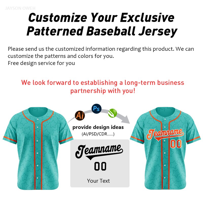Baseball Jersey Factory - All Over Star Pattern Custom Team Name