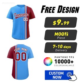 Baseball Jersey Manufacturer - Custom Color Blocked Split Button Stitched