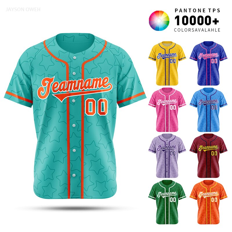 Baseball Jersey Factory - All Over Star Pattern Custom Team Name