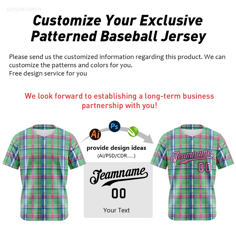 Baseball Jersey Factory - High Quality Custom Button Classic Plaid