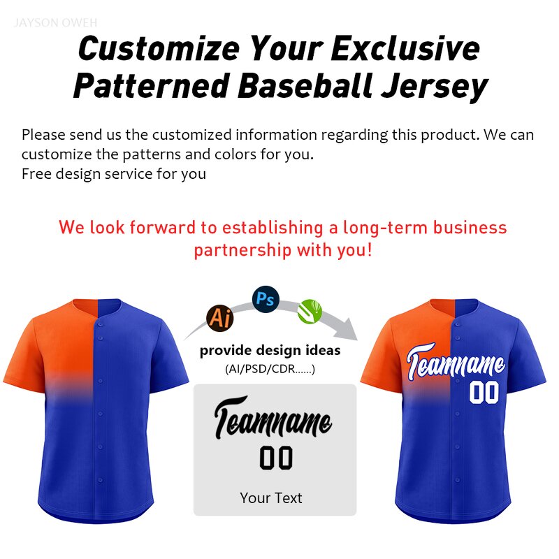 Baseball Jersey Factory - Custom Gradient Split Personalized Team