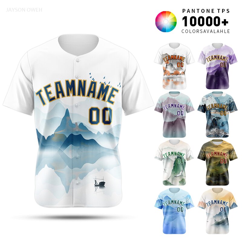 Baseball Jersey Factory - Custom Chinese Ink Painting Split Button