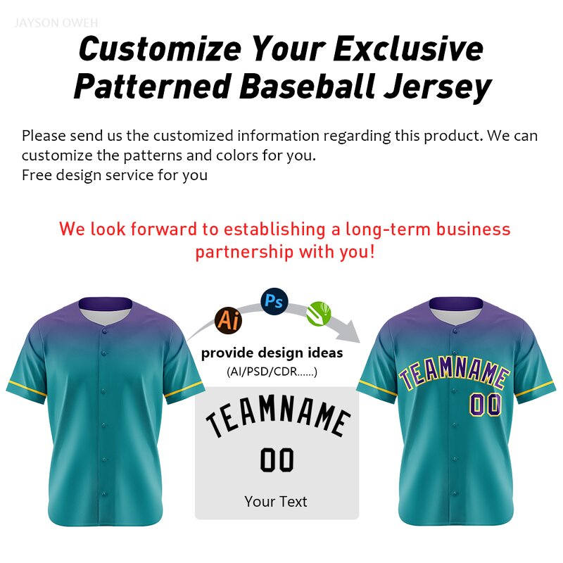 Baseball Jersey Manufacturer - High Quality Gradient Button Team Custom