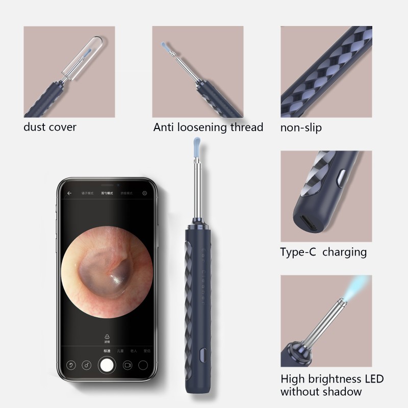 Visual Ear Spoon Manufacturer - OEM 1080P HD LED Light Wireless Rechargeable Ear Wax Removal