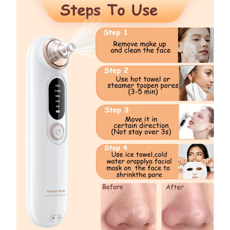 Portable Pore Cleaner Factory - OEM Rechargeable Strong Vacuum Technology Deep Cleaning