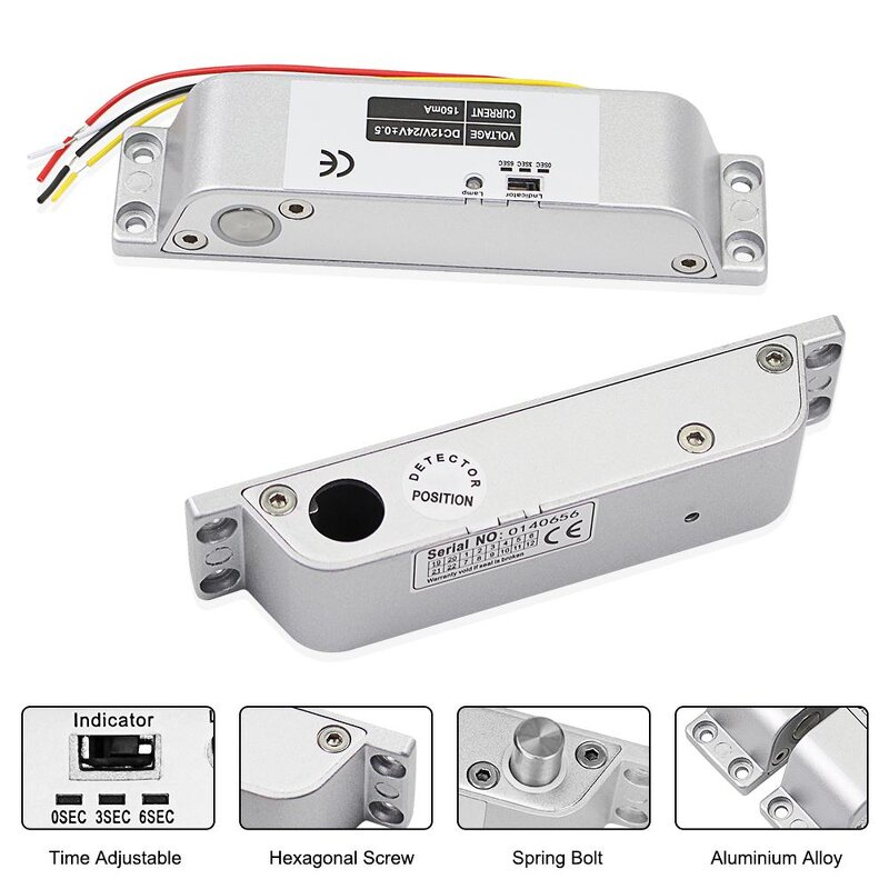 Electric Drop Bolt Lock Manufacturer - SY3818 DC12V Smart Door Delay